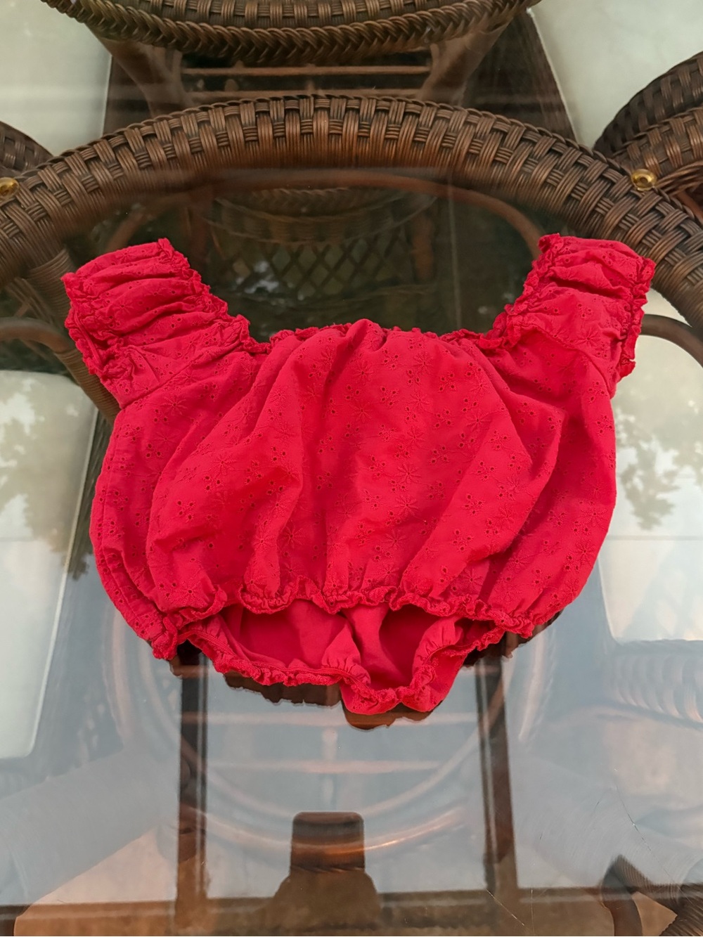 Garage Red Ruffled Eyelet Top - Picture 4 of 4